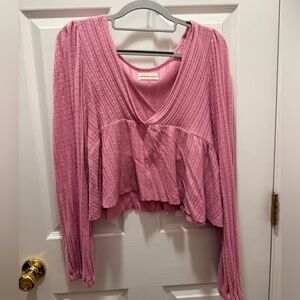 Urban Outfitters Pink Ribbed Blouse